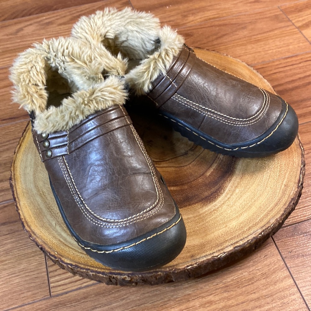 J-41 Lenox Jeep Leather Faux Fur Lined Shoes Stitched Loafers